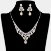 Fashnzfab Teardrop Stone Pointed Rhinestone Paved Flower Embellished Necklace In Multi
