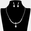 Fashnzfab Teardrop Stone Pointed Rhinestone Paved U Shaped Necklace In Black