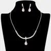 Fashnzfab Teardrop Stone Pointed Rhinestone Paved U Shaped Necklace In Multi