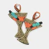 Fashnzfab Teardrop Stone Seed Bead Cocktail Earrings In Orange