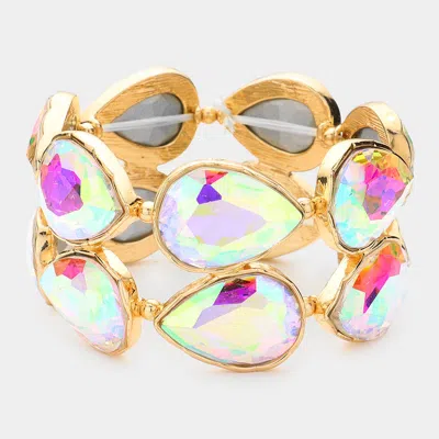 Fashnzfab Teardrop Stone Stretch Evening Bracelet Ab, Gold In Multi