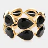 Fashnzfab Teardrop Stone Stretch Evening Bracelet Jet Black In Black