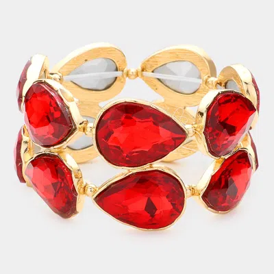 Fashnzfab Teardrop Stone Stretch Evening Bracelet In Orange