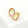 Fashnzfab Teardrop Stone Stud Earrings - Mustard In Yellow