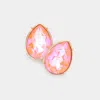 Fashnzfab Teardrop Stone Stud Earrings - Peach In Pink