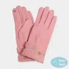 Fashnzfab Teddy Faux Fur Cuff Touch Smart Gloves In Pink