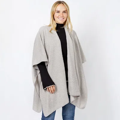 Fashnzfab Teddy Fur Soft Cape/ruana Poncho In Gray