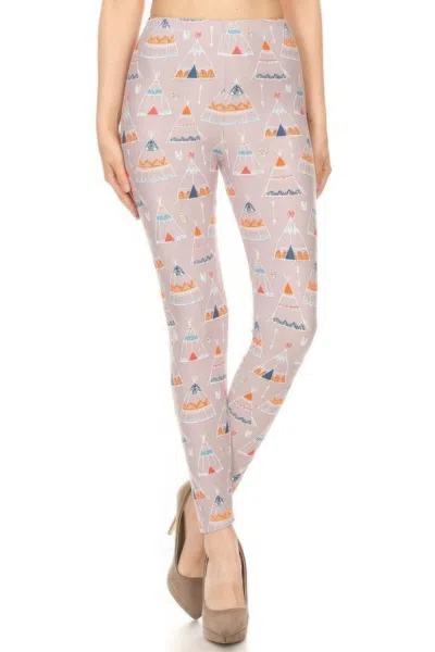 Fashnzfab Teepee Print, High Rise, Fitted Leggings, With An Elastic Waistband In Multi