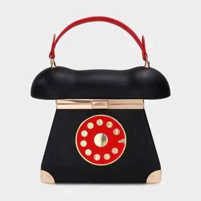 Fashnzfab Telephone Designed Tote / Crossbody Bag In Black
