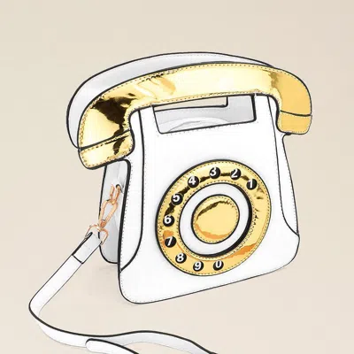 Fashnzfab Telephone Shaped Crossbody Handbag In White