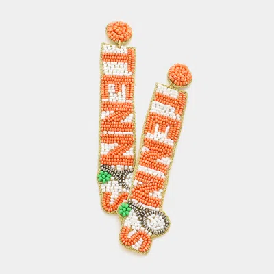 Fashnzfab Tennis Beaded Message Dangle Earrings In Orange