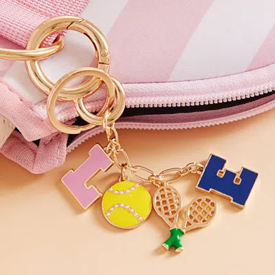 Fashnzfab Tennis Love Initial Keychain Bag Charm In Yellow