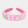 Fashnzfab Tennis Message Seed Beaded Headband In Pink