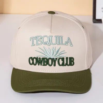 Fashnzfab Tequila Cowboy Message Embroidered Five Panel Canvas Snapback Baseball Cap In White