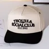 Fashnzfab Tequila Social Club Message Embroidered Five Panel Canvas Snapback Baseball Cap In Black
