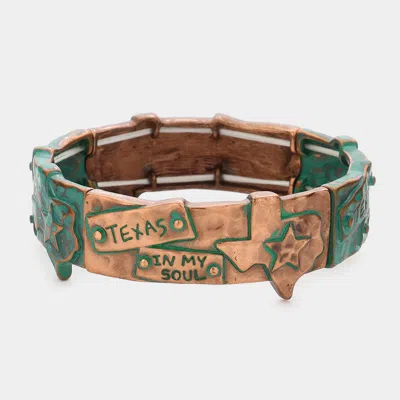 Fashnzfab Texas In My Soul Message Stretch Bracelet In Green