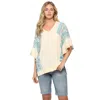 Fashnzfab Texture Knit And Print Mixed Hi Low Hem Top In Multi