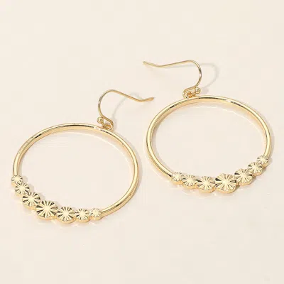 Fashnzfab Textured Ball Beaded Circle Dangle Earrings In Gold