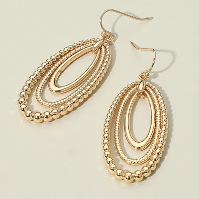 Fashnzfab Textured Bead Layered Oval Dangle Earrings In Gold