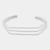 Fashnzfab Textured Brass Metal Geometric Cuff Bracelet Rhodium In Metallic