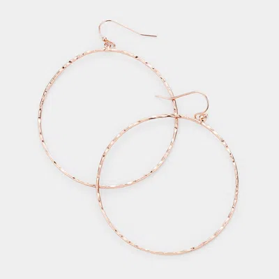 Fashnzfab Textured Brass Metal Open Circle Dangle Earrings In Gold