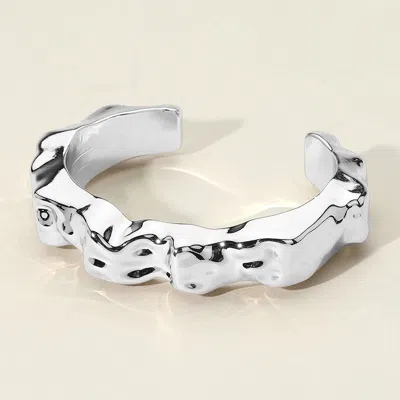 Fashnzfab Textured Chunky Metal Cuff Bracelet Rhodium In Multi