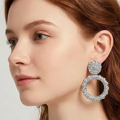 Fashnzfab Textured Circle Drop Clip On Earrings In Metallic