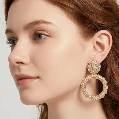 Fashnzfab Textured Circle Drop Clip On Earrings In Silver