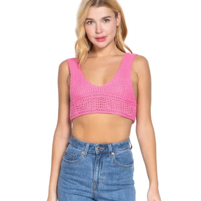 Fashnzfab Textured Crop Sweater Tank Top In Red