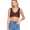 Fashnzfab Textured Crop Sweater Tank Top In Gold