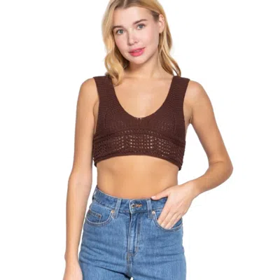 Fashnzfab Textured Crop Sweater Tank Top In Gold