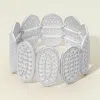 Fashnzfab Textured Cut Out Oval Panel Wide Stretch Bracelet In Silver
