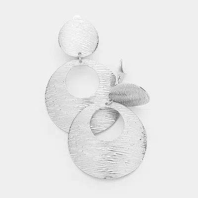 Fashnzfab Textured Cut Out Round Metal Clip On Earrings In White