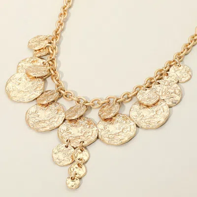 Fashnzfab Textured Disc Charm Statement Necklace In Multi