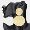Fashnzfab Textured Double Metal Disc Link Dangle Earrings - Gold In Gold