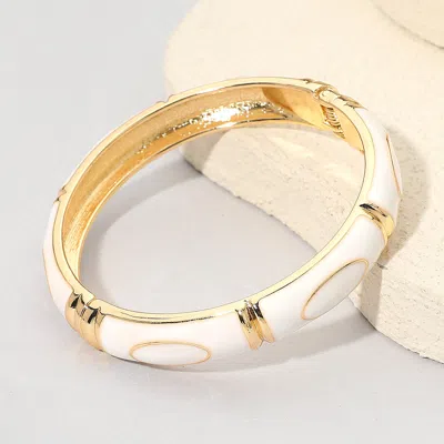 Fashnzfab Textured Enamel Hinged Bangle Bracelet In Silver