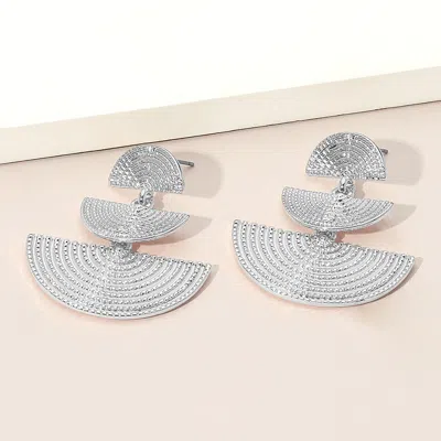 Fashnzfab Textured Geometric Metal Fan Drop Earrings In Metallic