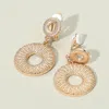 Fashnzfab Textured Geometric Metal Ring Dangle Clip On Earrings In Gold