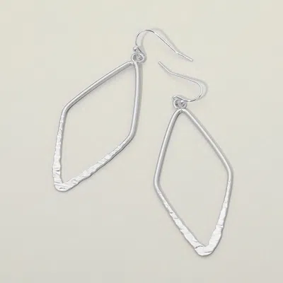 Fashnzfab Textured Geometric Open Drop Dangle Earrings In Silver