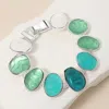 Fashnzfab Textured Green Shade Multi Colored Sea Glass Dome Magnetic Bracelet In Green