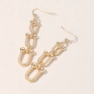 Fashnzfab Textured Hardware Link Dropdown Earrings - Gold