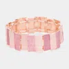 Fashnzfab Textured Irregular Rectangle Metal Stretch Bracelet Peach, Rose Gold In Multi