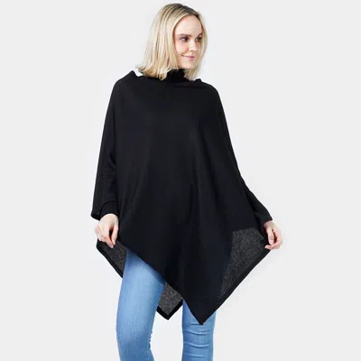 Fashnzfab Textured Jersey Poncho In Black