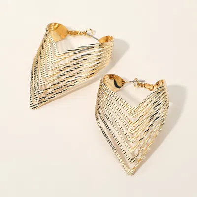 Fashnzfab Textured Layered Chevron Metal Statement Earrings In Gold