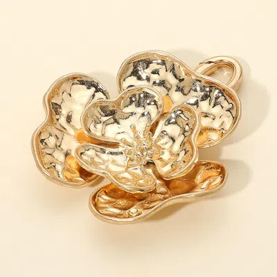 Fashnzfab Textured Layered Floral Pendant / Bag Charm In Gold