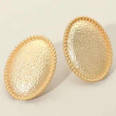Fashnzfab Textured Matte Metal Oval Clip On Earrings In Gray
