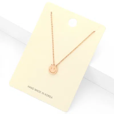 Fashnzfab Textured Matte Metal Smile Face Pendant Necklace In Gold