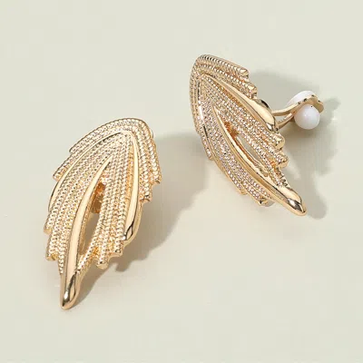 Fashnzfab Textured Metal Abstract Clip On Earrings In Gold