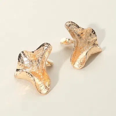 Fashnzfab Textured Metal Abstract Clip On Earrings In Gold