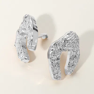 Fashnzfab Textured Metal Abstract Shaped Clip On Earrings 1.2" X 1.8" In Multi